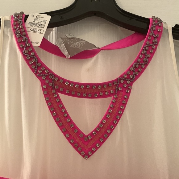 Madison Marcus hot pink dress with jeweled neck - Picture 3 of 5